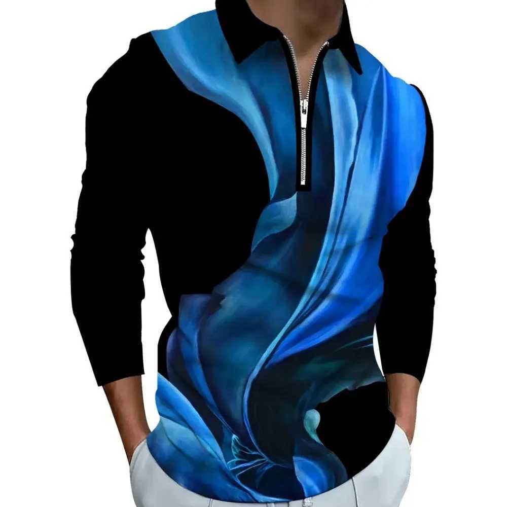 Cool Fashion Color Printed Mens Shirt Fashion Collar Mens Long Sve T-shirt Autumn Sports Zipper Top Mens Clothing W241106