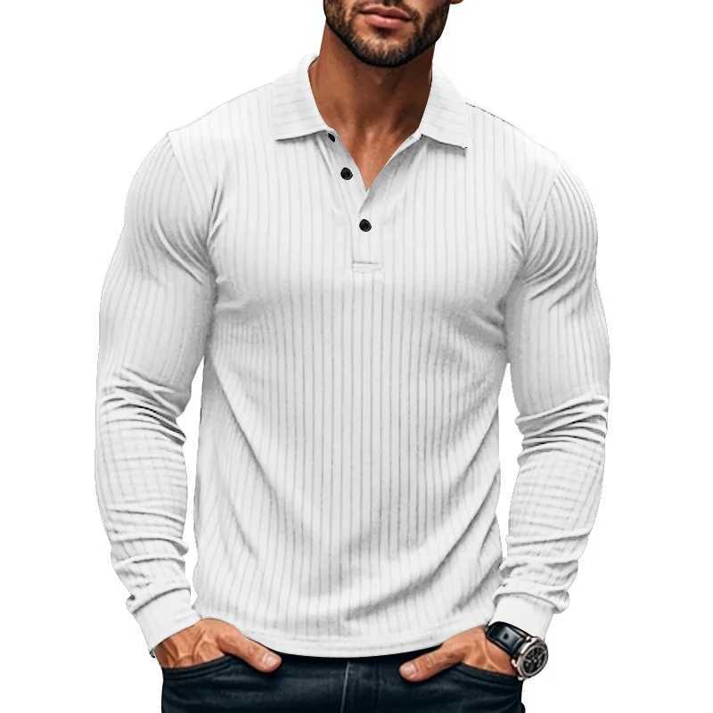 Casual new mens shirt solid color button length Sve T-shirt business T-shirt fashionable clothing elastic breathable W241106