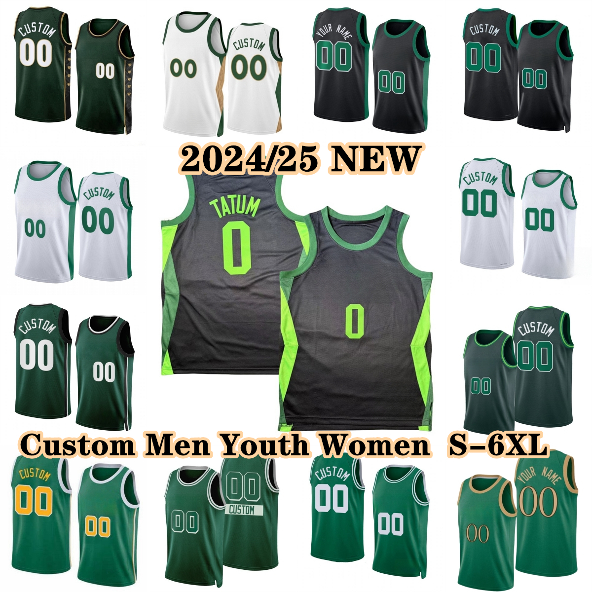 Stitched S-6XL 24/25 Basketball Jerseys Jayson Jaylen Jrue Tatum Brown Holiday Kristaps Porzingis White Horford Payton Pritchard Tillman Springer Scheierman