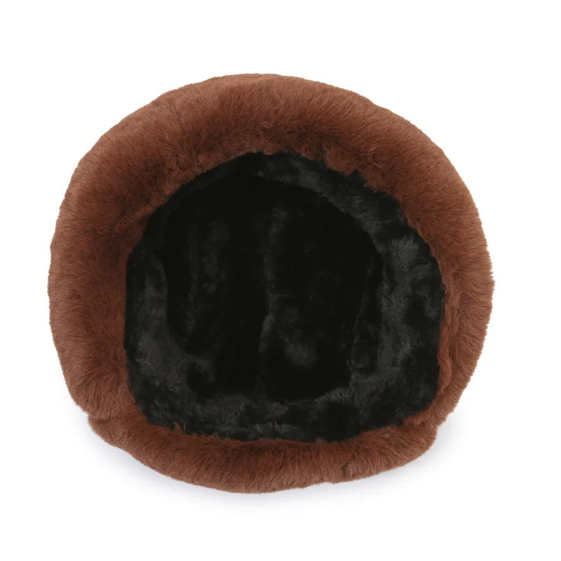 100% Natural Cowboy Leather Bomb Hat Earrings Warm Winter Hat Russian Fur Hunting Trap Hat 241106