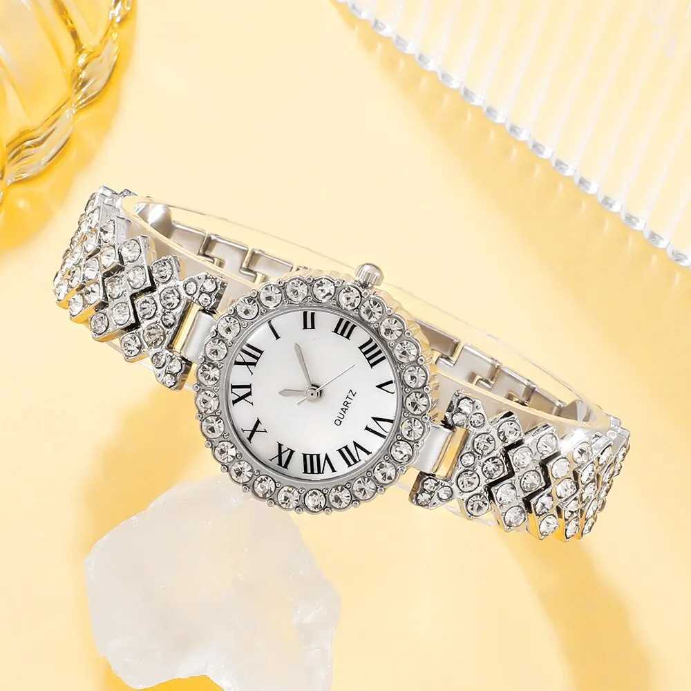 6-piece set of luxury watches necklaces earrings rhinestones fashionable watches womens casual watches gift boxes for womens watches X241106