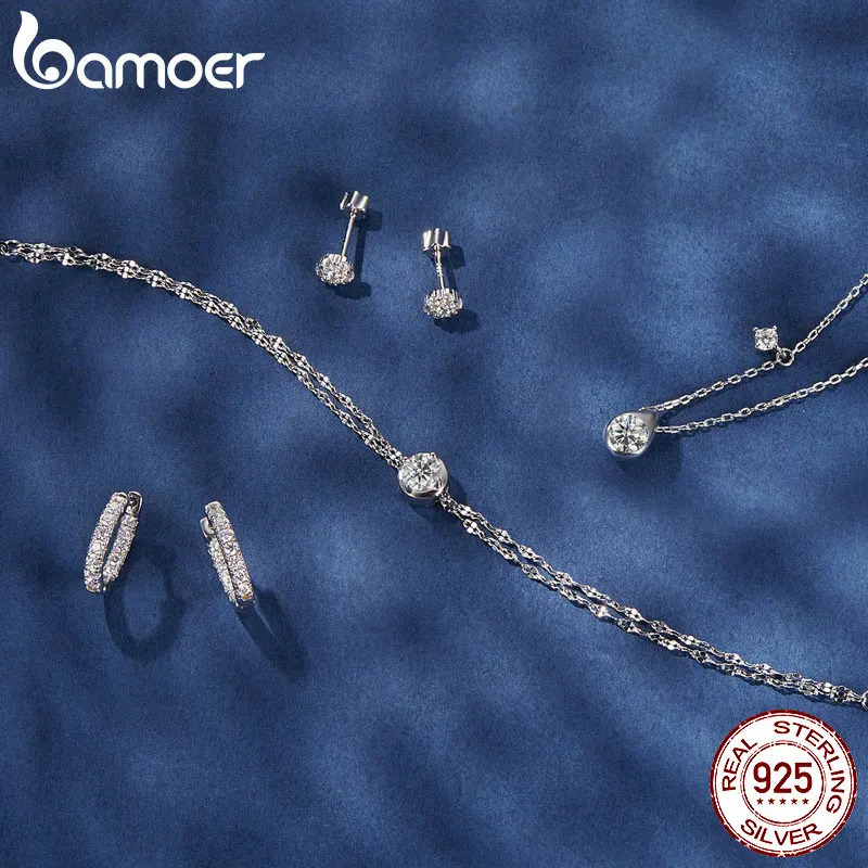 Platinum Plated Hoop Earrings for Women D Color Round Cut Lab Diamond 925 Silver Hypoallergenic Earrings 241106
