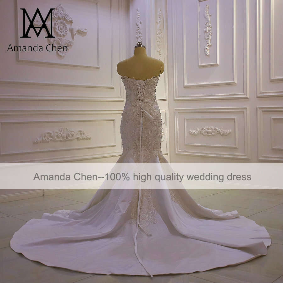 Strapless Mermaid Beads Wedding Dress