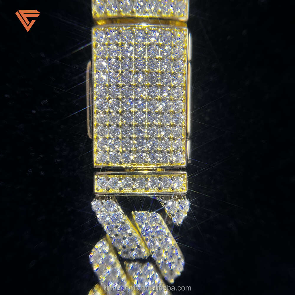 Lifeng Jewelry Fashion Hip Hop Moissanite Cuban Chain Necklace Cuban Chain Custom Full Iced Out Diamond Necklace