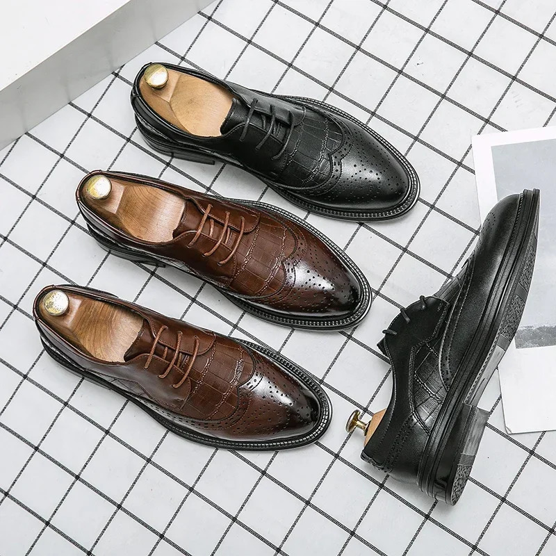 Gentleman Business Formal Leather Shoes Mens Fashion Dress Classic Italian Formal Office Oxford Shoes For Men Derby Shoes 241106