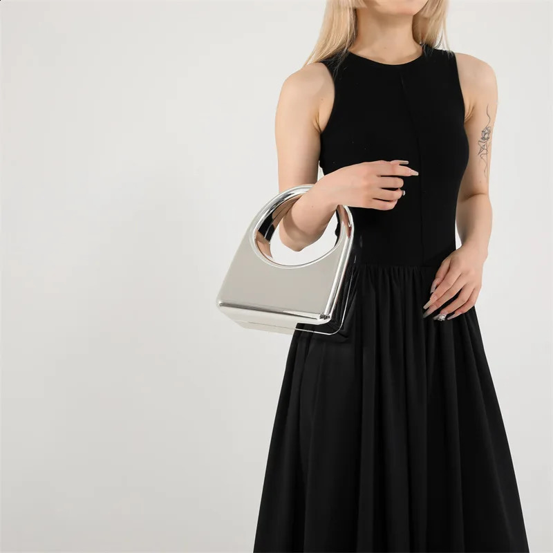 Summer selling Gold Plated Acrylic Handbag Fashionable Simple Smooth Single Shoulder Ten Font Womens Bag 241105