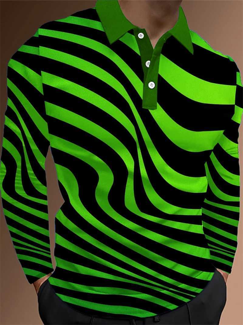 Mens 3D optical long Sve shirt fashion design clothing oversized casual shirt mens loose T-shirt W241106