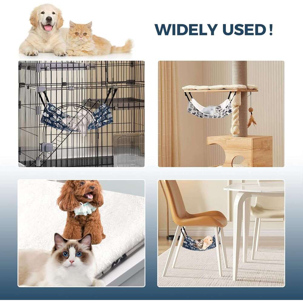 k Cat Cage Hanging,Reversible Pet Bed Adjustable,Soft Sleeping Hammock for Cats,Ferret,Puppy,Rabbits,Small Animal (M, CAT)