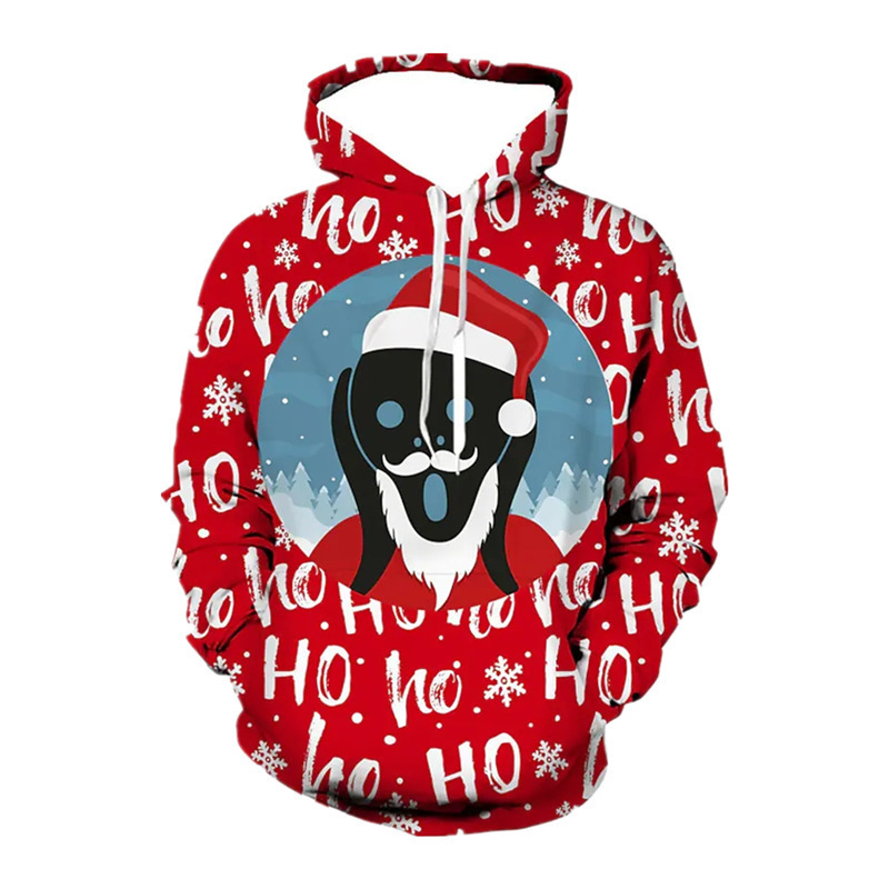 Men's Street Clothing Santa Claus 3D Printed Hoodie With Looped Fabric Drop Shoulder Hoodies Graphic Hoodies