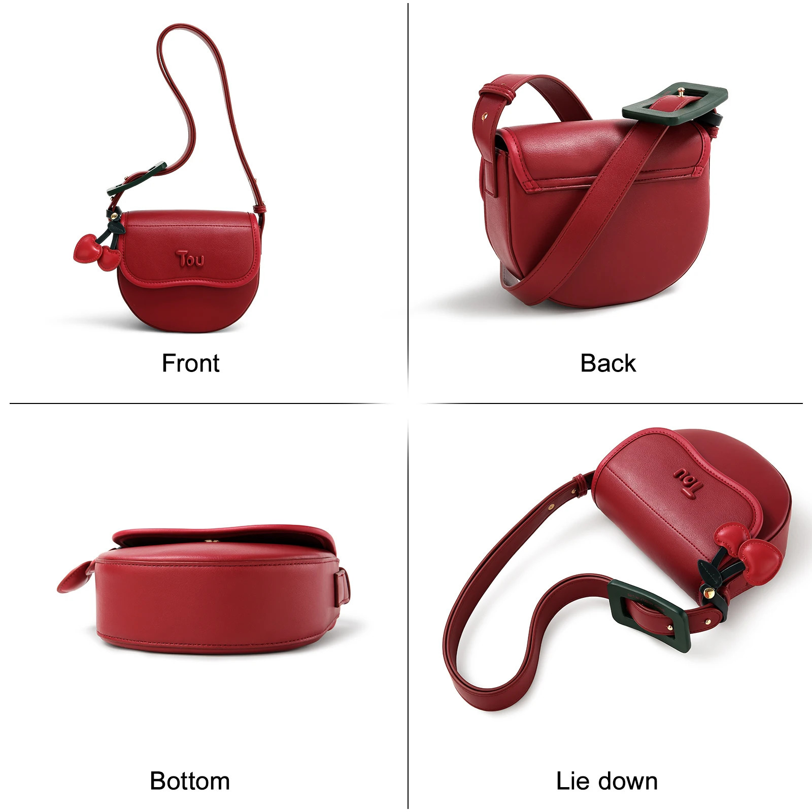 TOUTOU Cherry Saddle Bag Womens 2024 Red Ten Font Small Pocket Makeup and Makeup Storage Box Fashion Womens Valentines Day Gift241106