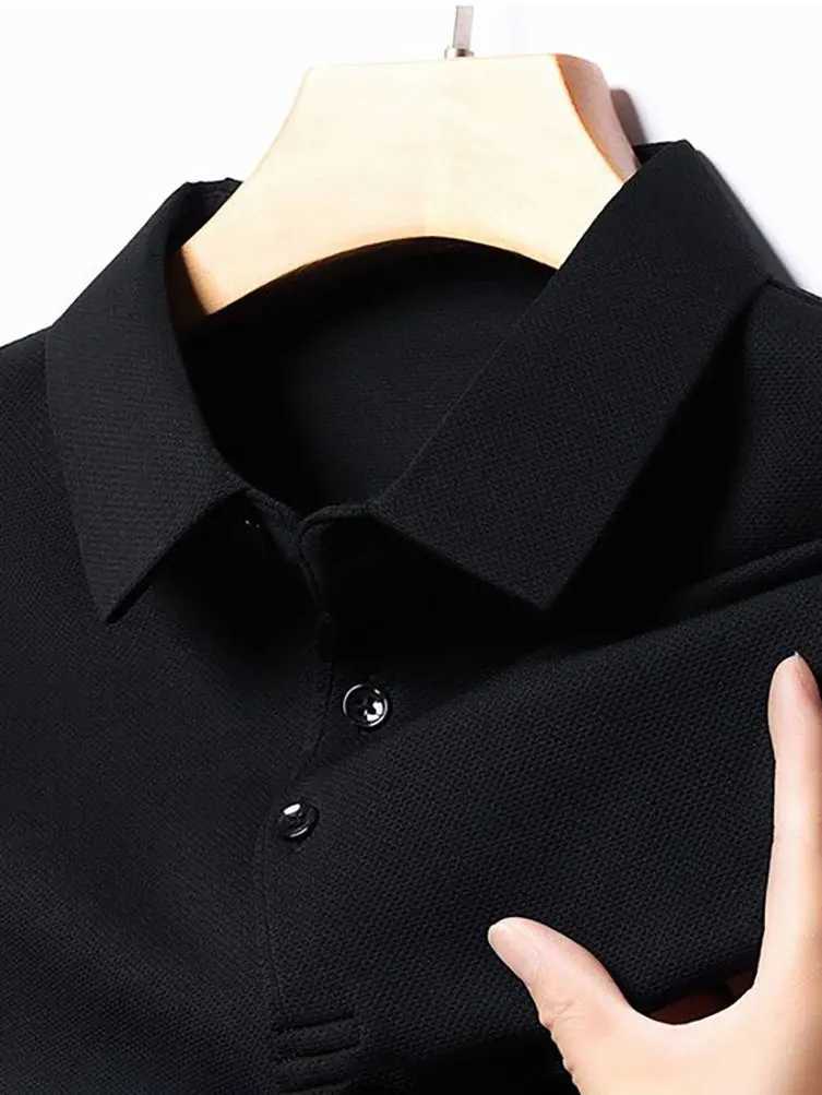 100% pure cotton mens long Sve T-shirt dad collar loose casual T-shirt work clothes for spring and summer 2023 new item W241106