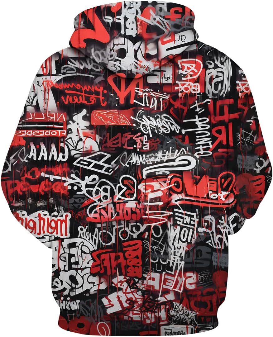 Hoodie for Mens Womens Mens Artist Street Letter Graffiti Markers 3D Printing Graffiti Graphic Graphic Hoodies sweatshirt Fashionable and Warm