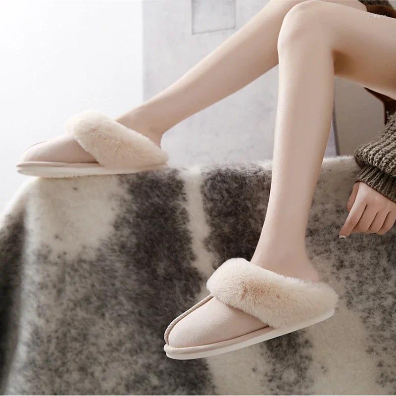 Slippers Winter Footwear Women Plush Indoor Home Non Slip House Shoes Warm Men Cotton zhanyishengli