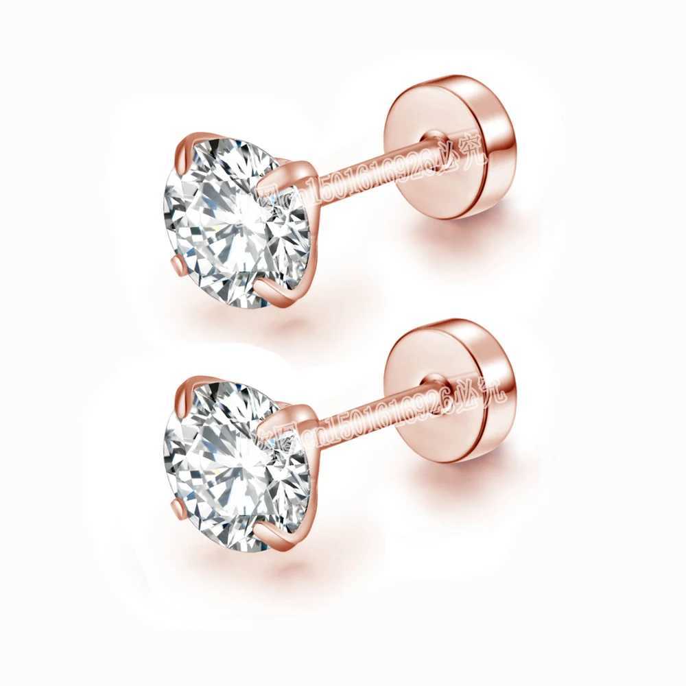 4-color top stainless steel neutral style mens round crystal zircon earrings with perforated fashion and non allergic jewelry X241106