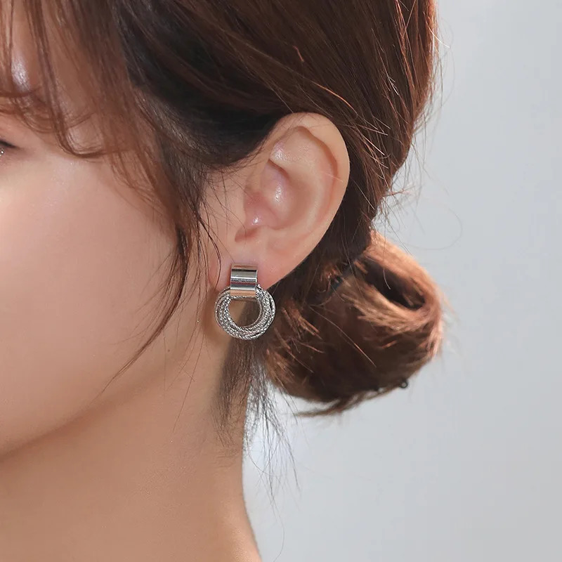 Retro Metal Gold Color Multiple Small Circle Stud Earrings for Women Korean Jewelry Fashion Wedding Party Gift 241106