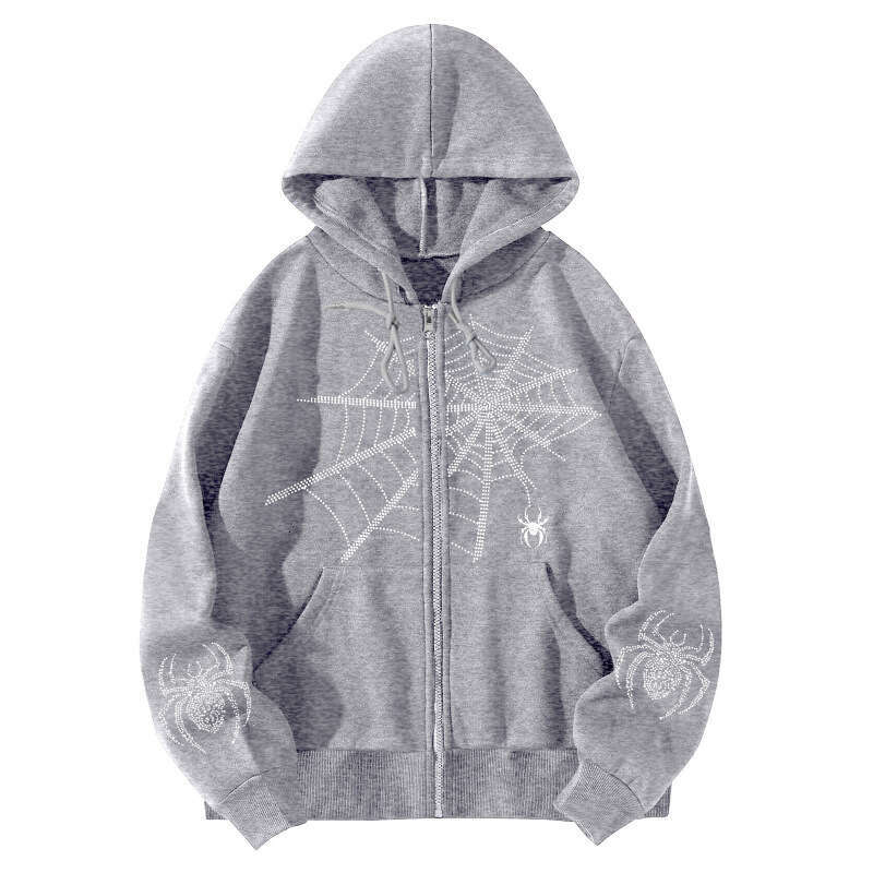 shanshi spider hoodie American Spider Printed Matrix Cardigan Loose Zipper Hoodie Autumn/Winter Coat hoodie