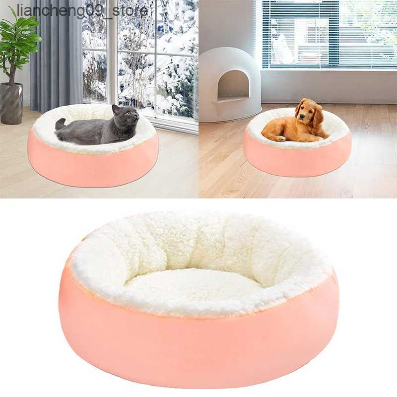 kennels pens Pet dog bed warm house pink circular nest pet shelter suitable for small and medium-sized dogs cats puppies comfortable warm sleep basket