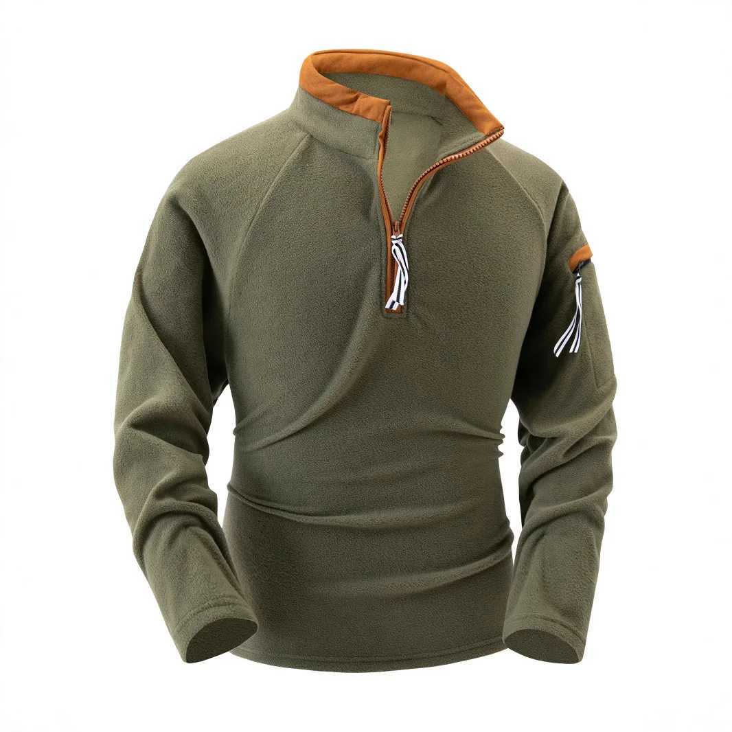 Cross border mens new stand up collar half zipper long SVE tactical arm zipper hooded zipper sports casual mens clothing W241106