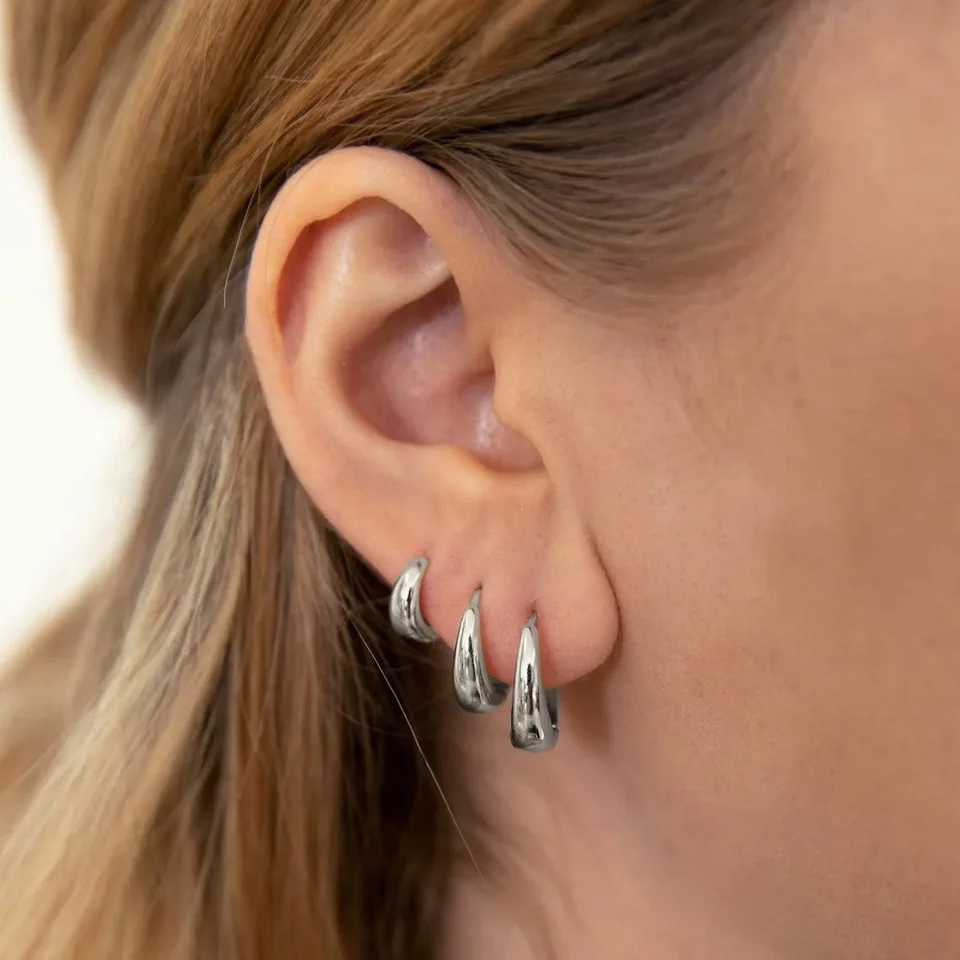 6 pieces/set of stainless steel minimalist hug ring earrings suitable for warm and simple metal ring small earrings neutral punk rock jewelry X241106