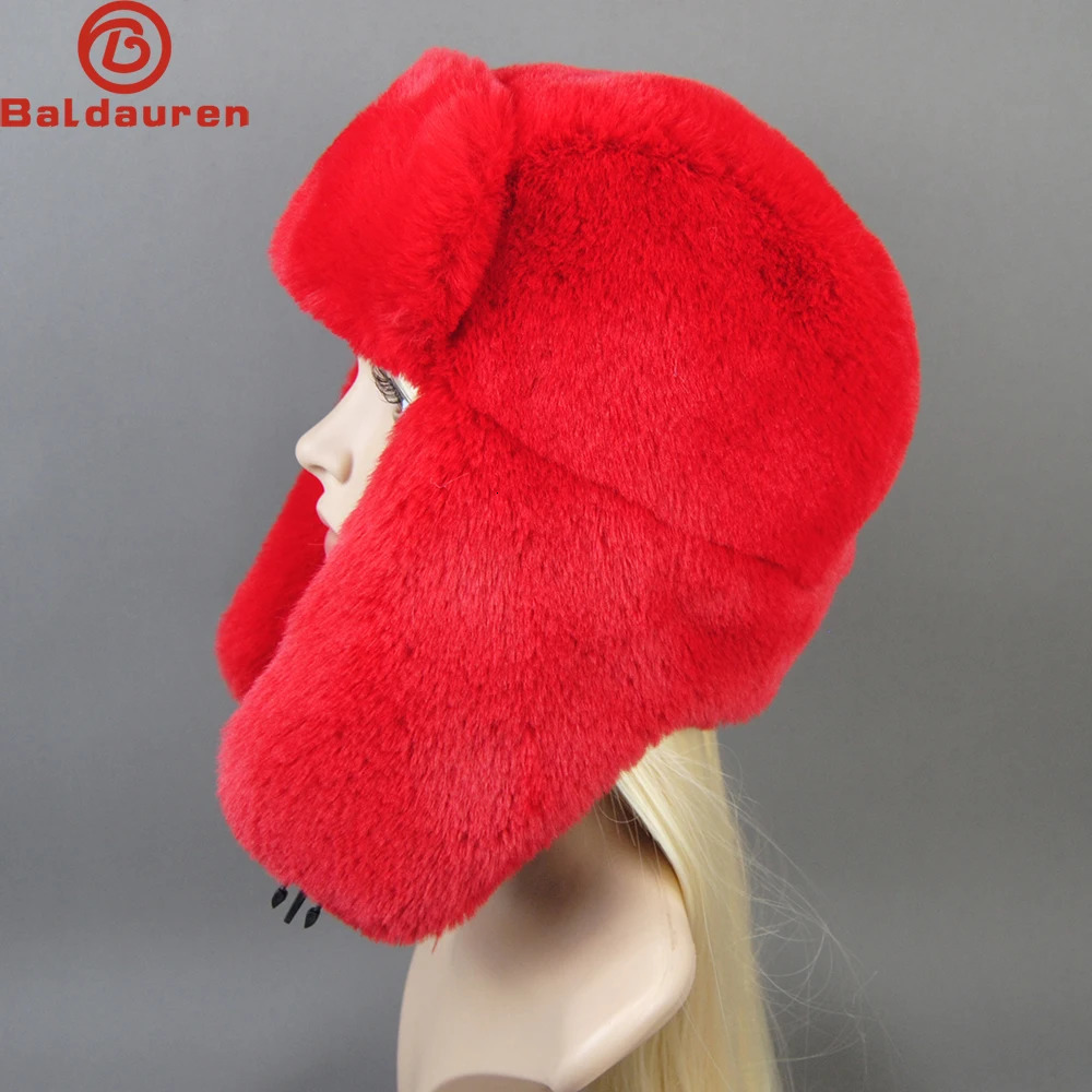 Womens bomber hat pilot cavalry hat mens artificial cashmere hat Russian Ushanka earmuffs winter ski hat 241106