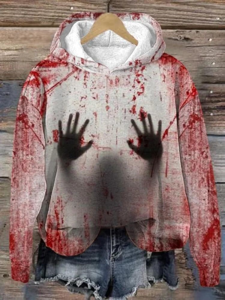 Designer's New Halloween Bloody Abstract Hoodie Fashion Hoodie Trendy Long Sleeve