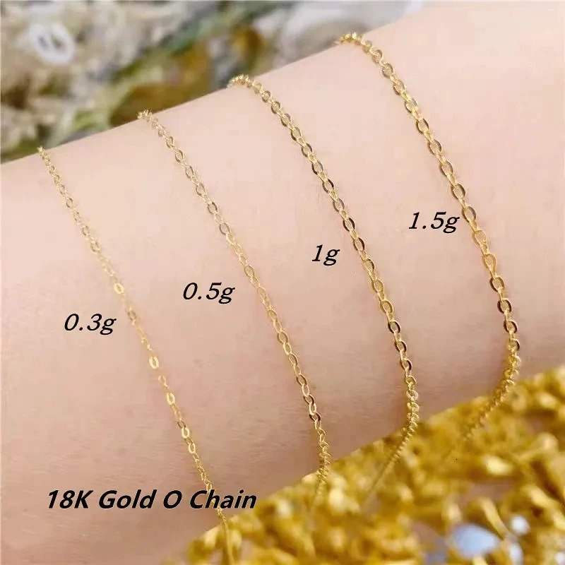18K pure gold womens O-chain necklace classic fashion party exquisite jewelry engagement gift genuine pure gold AU750 DC1037 241106