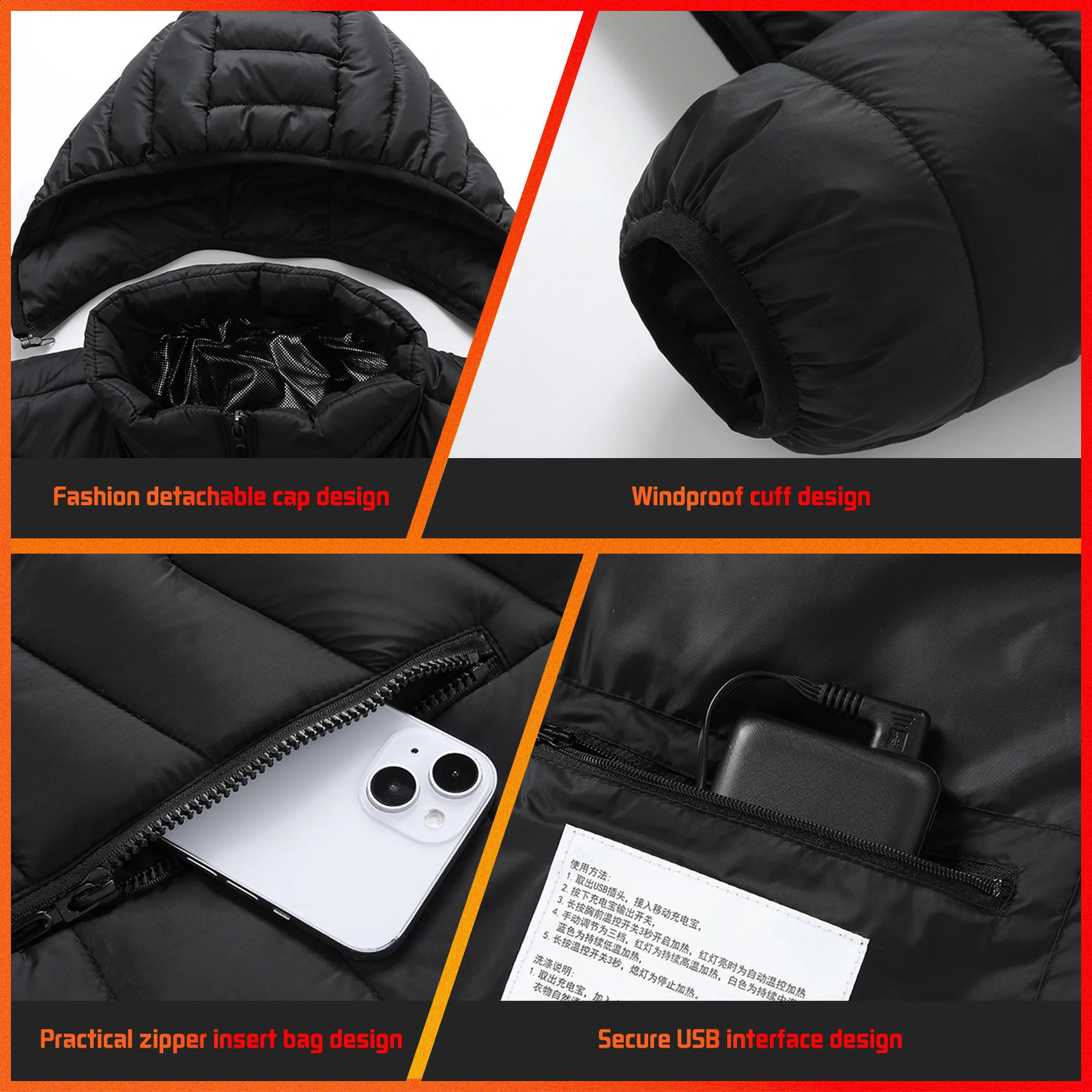 TODWARM Heated Jacket 21 Areas Winter Mens Motorcycle USB Electric Heating Vest Moto Thermal Cloth 241105