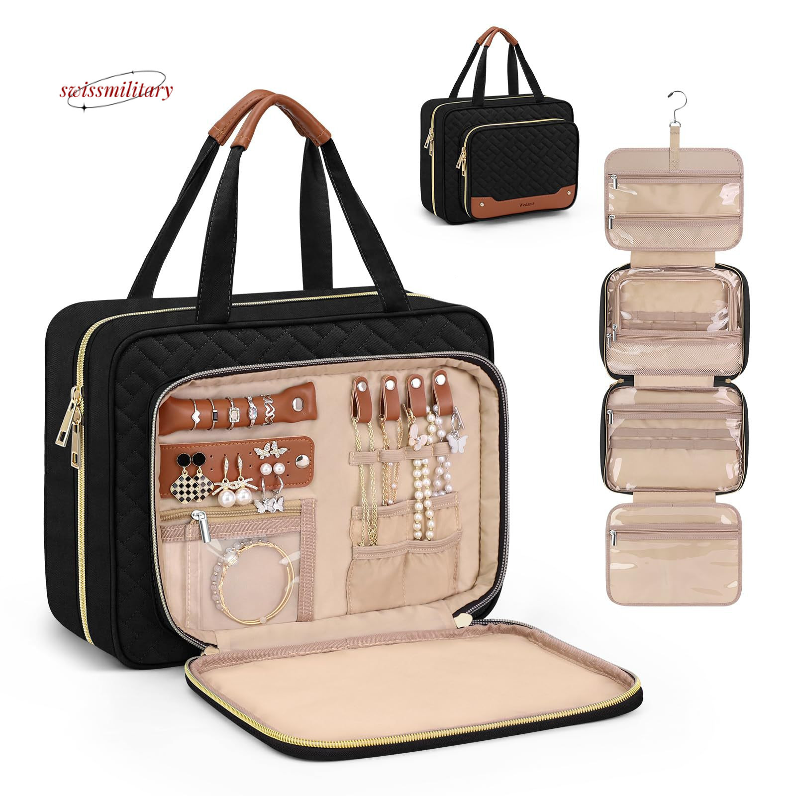 Ladies hanging travel toiletries with jewelry storage bag, large makeup bag #43 swissmilitary