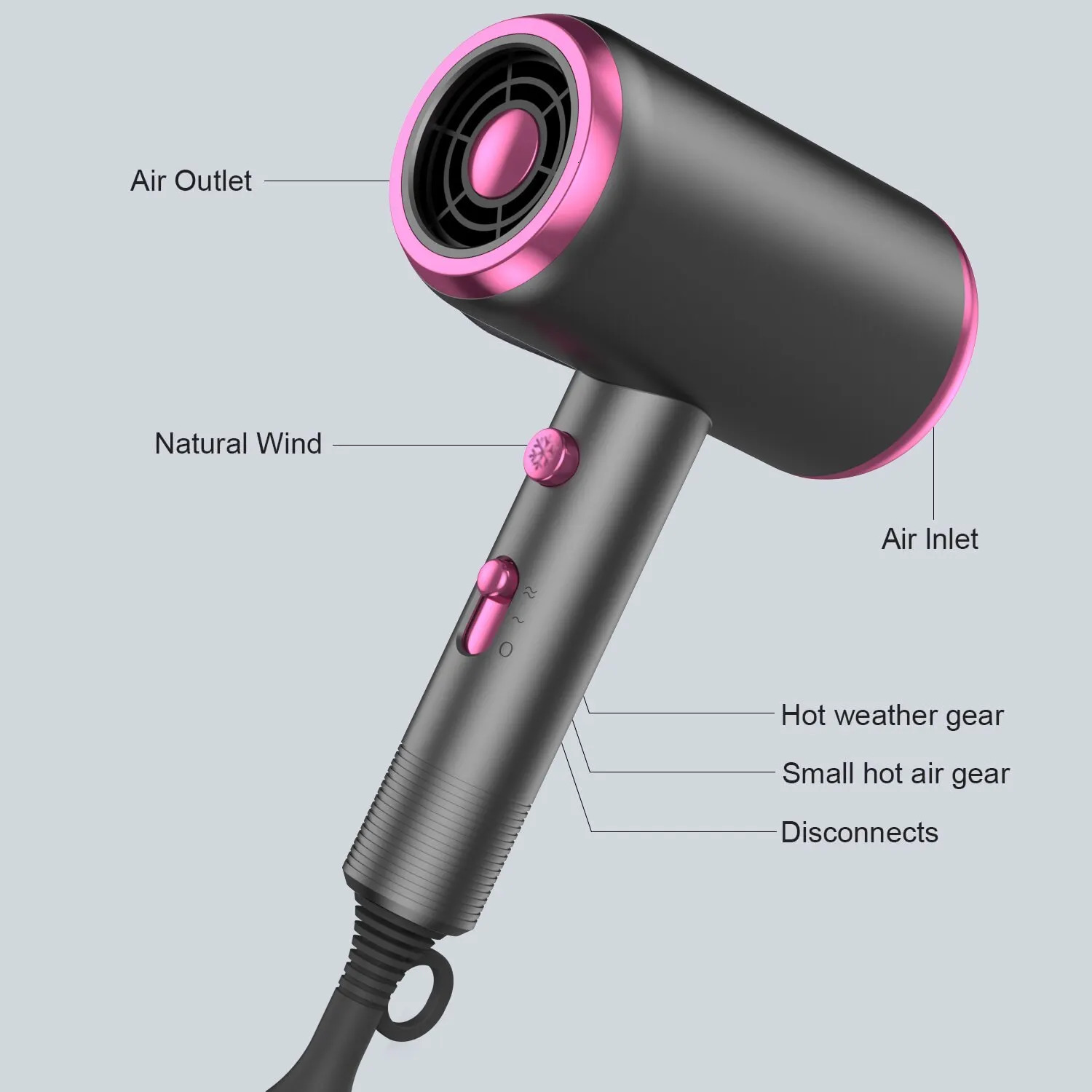 Hair Dryer with Diffuser Blow Dryer Comb Brush 1800W Ionic Hair Dryers with DiffuserConstant Temperature Hair Care Without Dama 241106