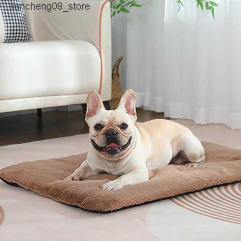 kennels pens Dog bed short plush pet hot sleep pad cute pet pad for cats and dogs blanket thick sleep pad small pet supplies L240910
