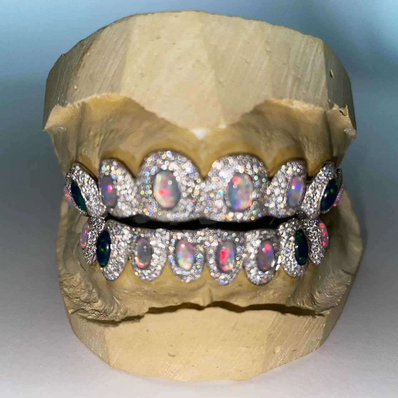 Sparkle Custom Made Hip Hop Iced Out Sterg Sier grills gold Jewelry zigzag setting VVS Moissanite Teeth Mouth Grillz