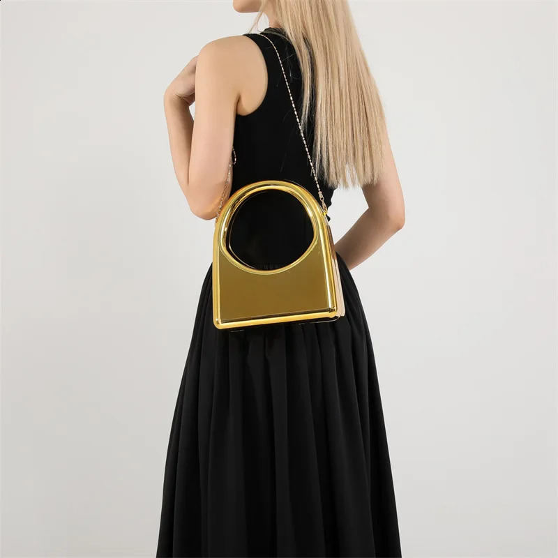 Summer selling Gold Plated Acrylic Handbag Fashionable Simple Smooth Single Shoulder Ten Font Womens Bag 241105