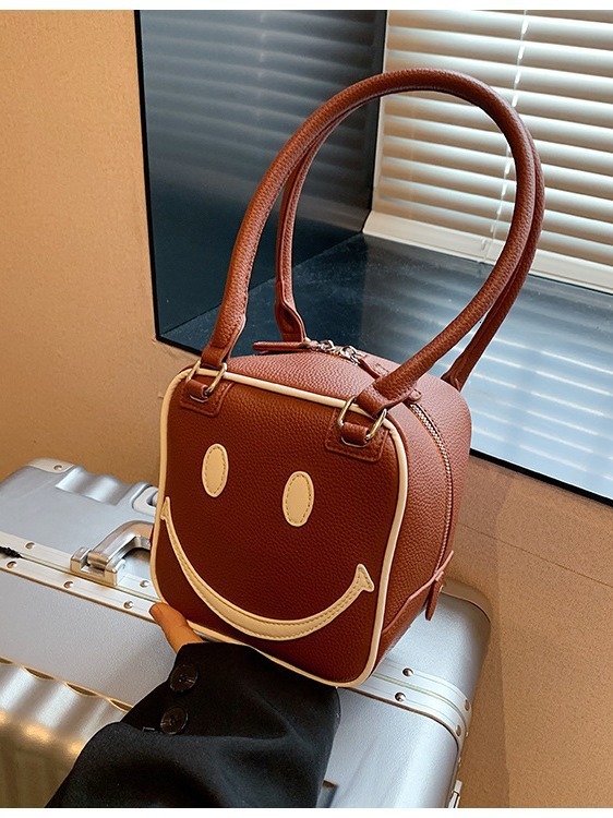 Fashionable And Versatile Autumn Smiling Face Handbag, Single Shoulder Crossbody Small Square Bag Designer Bags Handbags Women