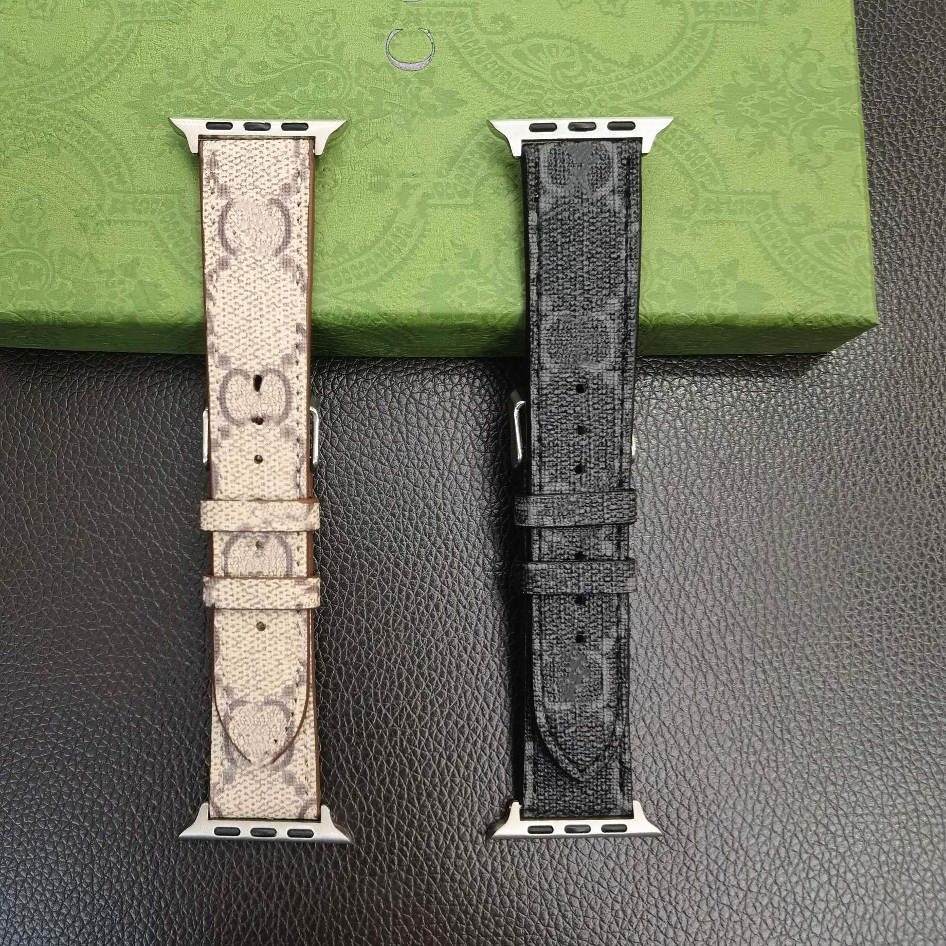 G Color Pattern Leather Strap for Apple Watch Band Series 6 5 4 3 2 40mm 44mm 38mm 42mm 45MM 49mm Bracelet for iWatch Belt