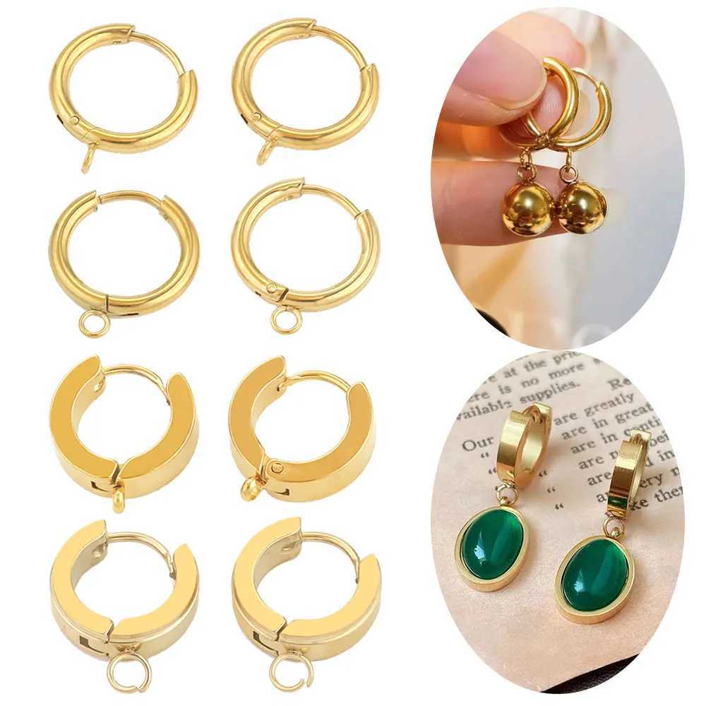 10 pieces of gold stainless steel earrings with hooks and circular earring posts used for DIY earring making and jewelry accessories X241106