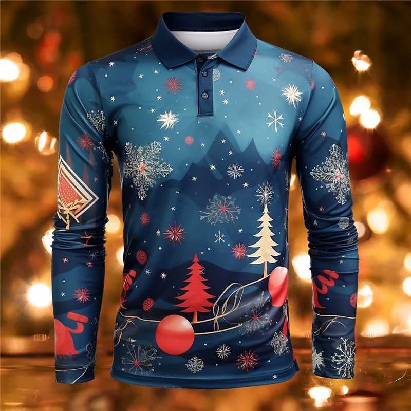 Fashion Christmas Pattern Long Sve Shirt Spring Autumn Trend Casual 3D Printed T Shirt Loose Holiday Wear Pullovers Tops W241106