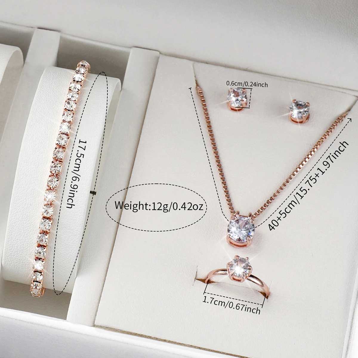 6-piece/set fashion leather strap quartz watch and diamond jewelry set X241106