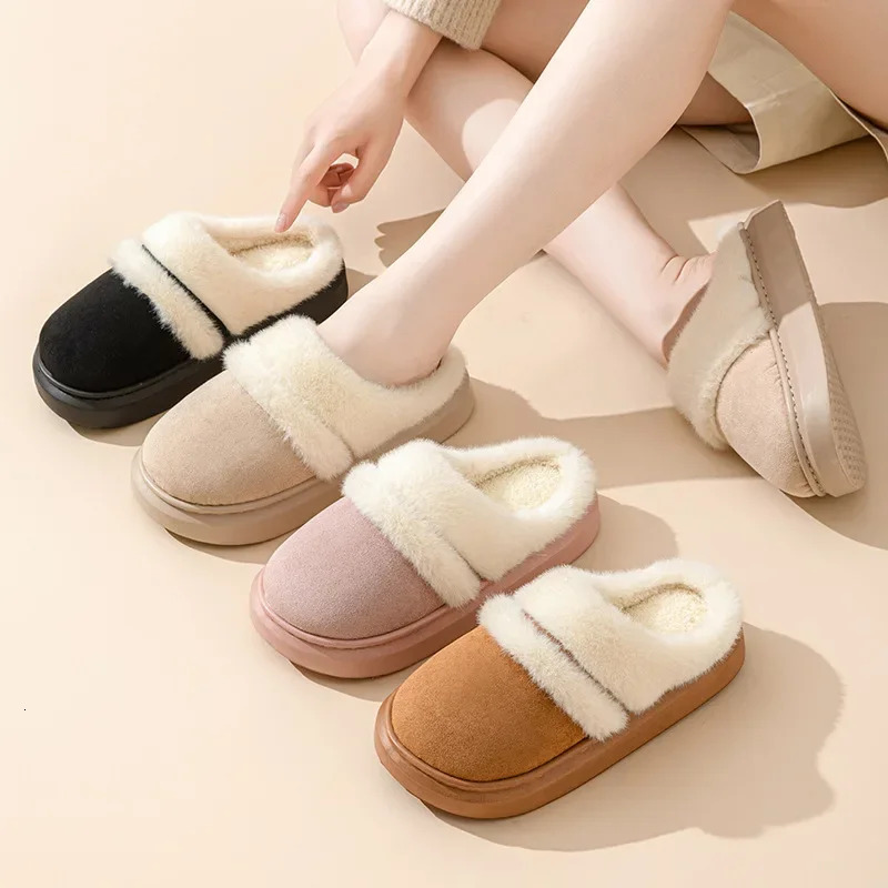 2025 New Winter Trend Concise Indoor Mule Warm Cosy Non-slip Plush Slippers for Women Closed-toe Slides Ladies Home Cotton Shoes