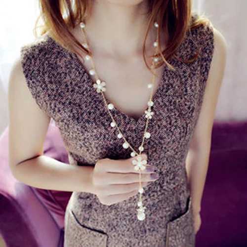 Bluelands Wens elegant floral artificial pearl sweater chain long pendant necklace jewelry X241106