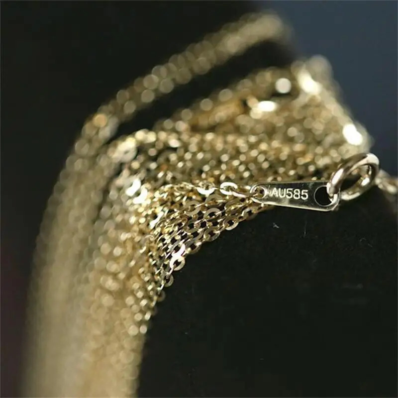 Goldtutu Genuine 14K Pure Gold Necklace Minimum Simple Style Necklace Chain Fine Jewelry Real Au585 for Women Girl kj159 241106