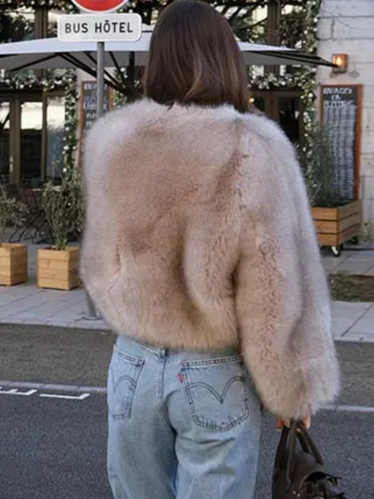 Women Faux Fur Coat Autumn Winter High Quality Fluffy Short Jacket Ladies Furry Fashion 241104