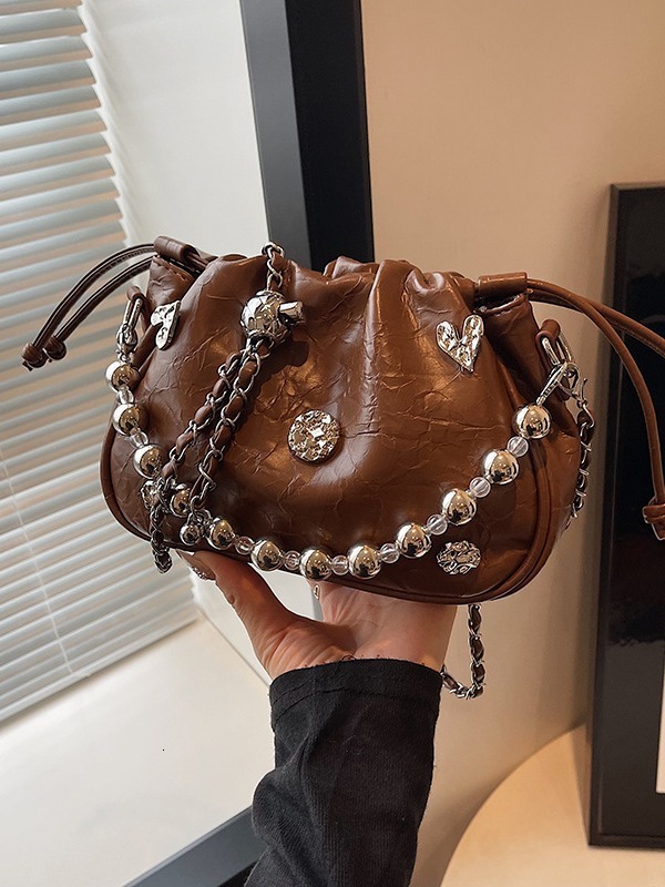 Elegant Small For Bags Handbags Women Autumn/winter New Collection Beaded Handheld Bucket Versatile High End Chain Crossbody Bag Designer