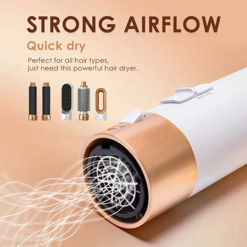 5 in 1 Hair Dryer Hot Comb Set Professional Curling Iron Hair Straightener Styling Tool For Hair Dryer HouseholdXJ241106