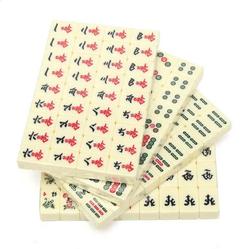 MahJong Chinese Numbered Mahjong Set 144 Tiles Portable Toy Party Gambling Game Board With Box 240401
