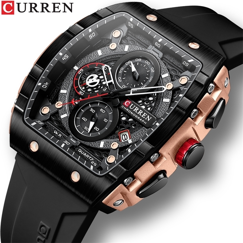 Curren Top Mens Watch Square Quartz Watch Waterproof Luminous Timing Watch Mens Date Watch 241105CJ