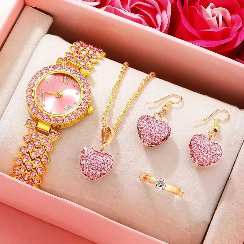 Luxury watches necklaces earrings rhinestones fashionable watches casual womens watches jewelry sets Relogio Feminino X241106