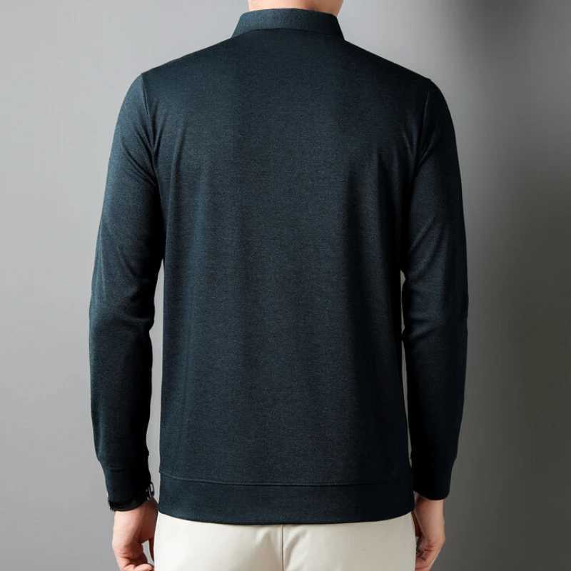 Solid color business casual mens long SVE shirt suitable for daily slimness on the street and comte pullover T-shirt. M-4XL W241106