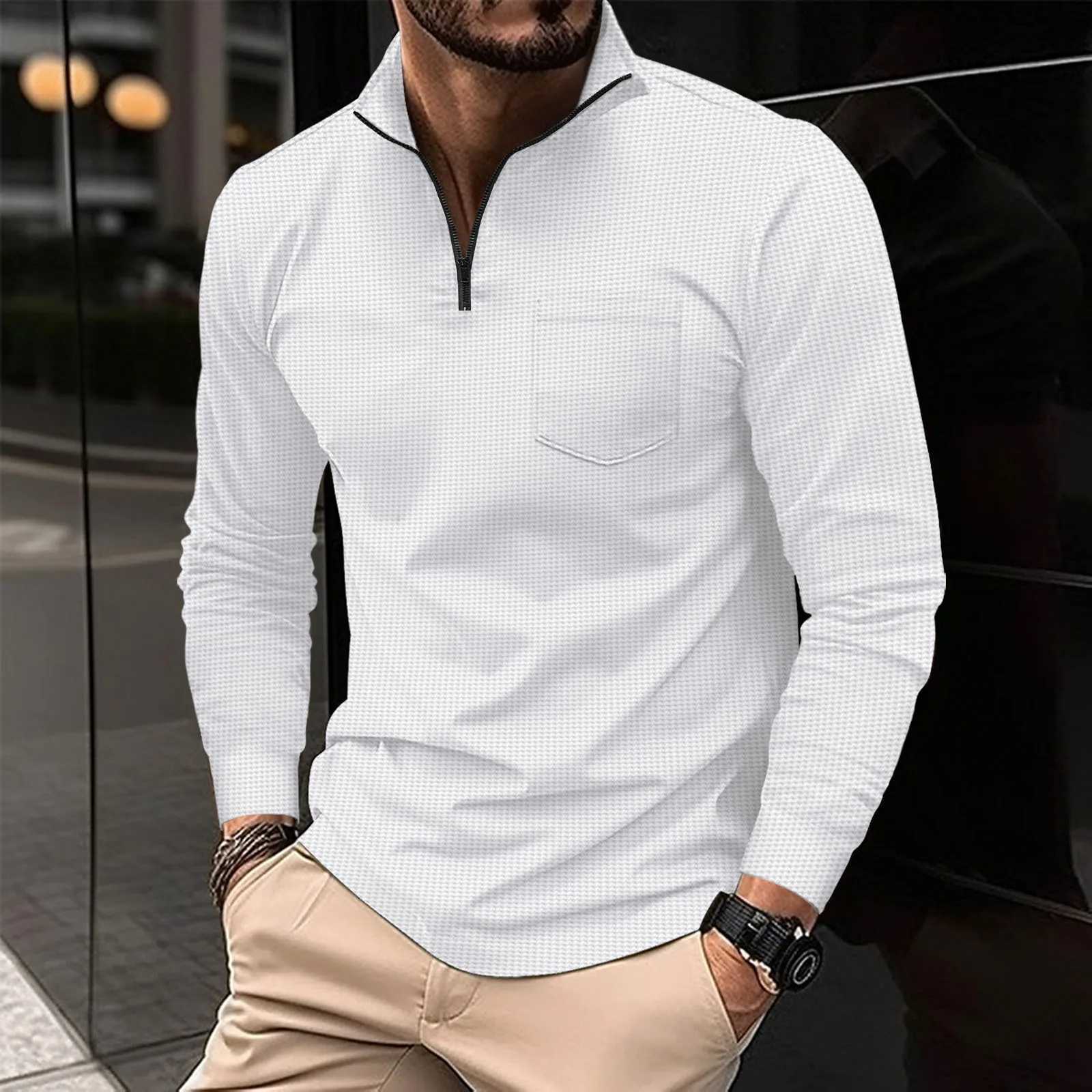 Spring/Summer 2024 New Casual Long SVE Shirt Fashion Zipper Pocket Comfortable Classic Wfle Sportswear Top W241106