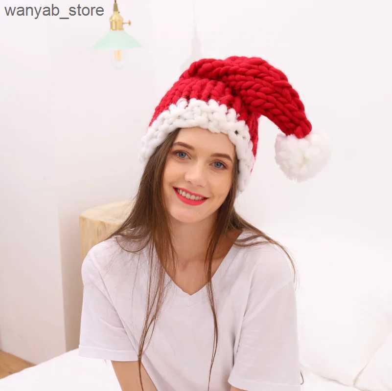 Wide Brim Hats Bucket Hats Crochet Knitted Christmas Hats Winter Warm Hat Christmas Decoration 2023 New Year Festive Party Supplies Santa Claus Hat Gi
