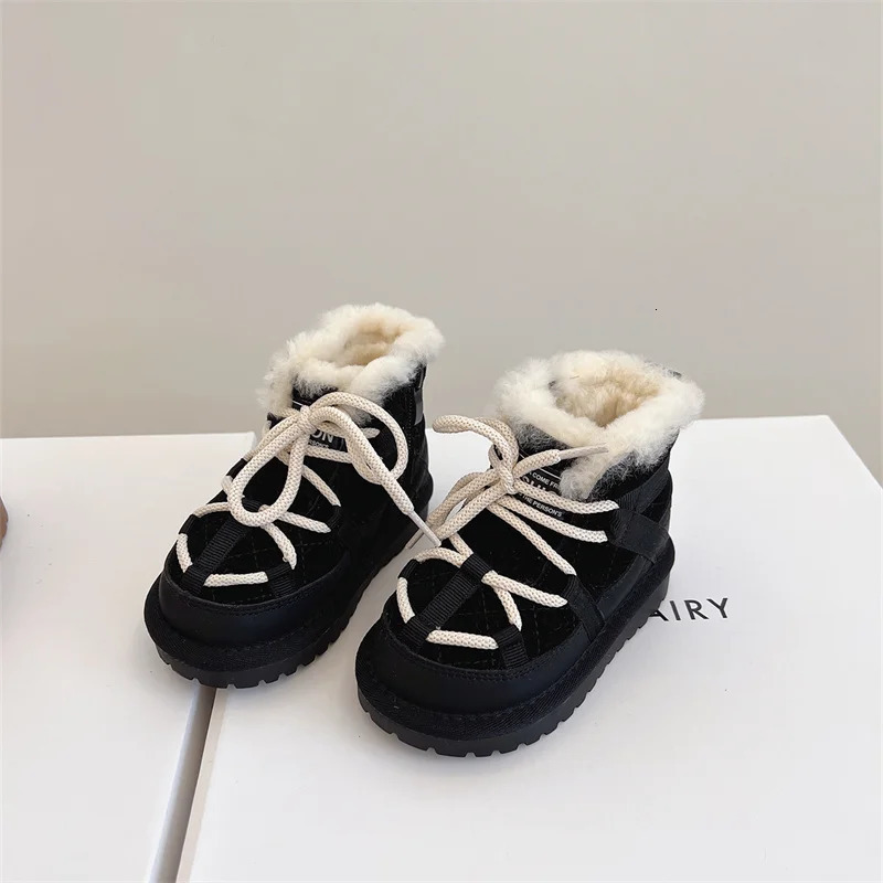Winter Childrens Snow Boots Warm Plush Childrens Shoes Anti slip Fashion Baby Shoes 241106